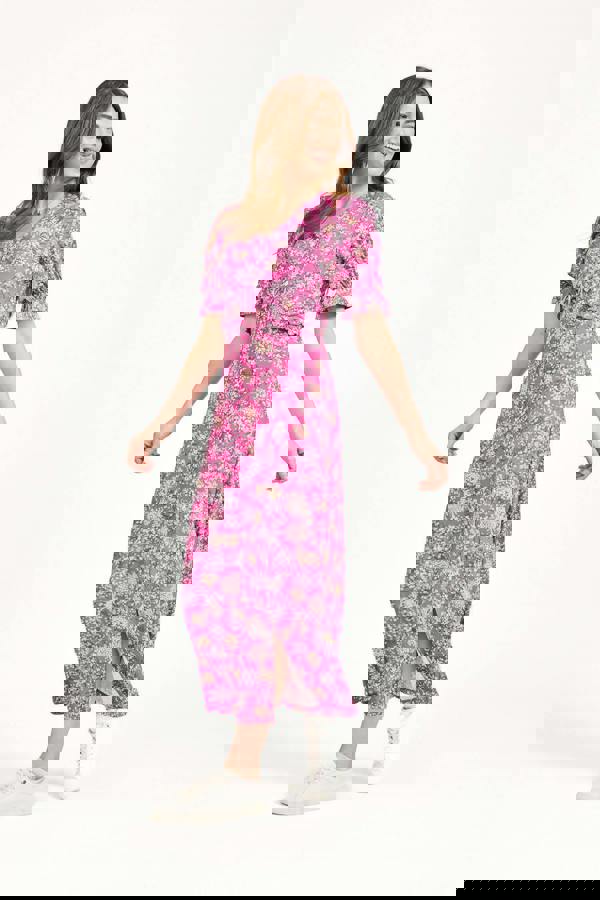 Ditsy Print Tie Front Dress