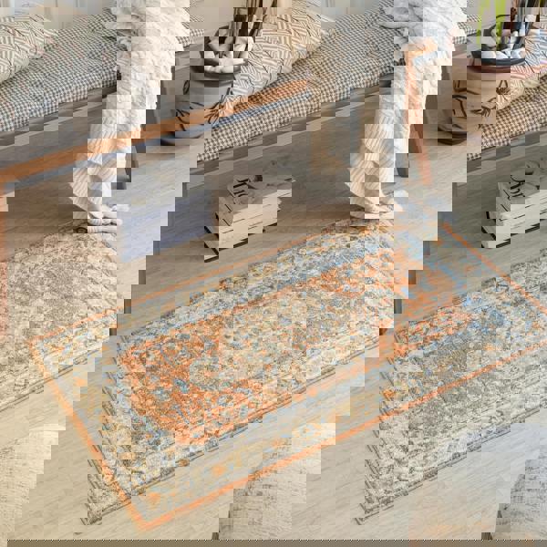 Livabliss Lillian-Washable Orange Brown Traditional Vintage Boho Rug