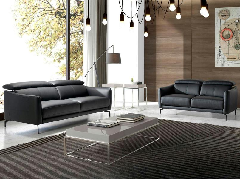 Angel Cerdá Black leather sofa 6058/6059