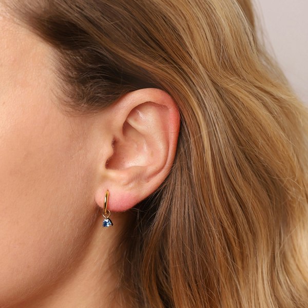 Gold Trip Huggie Hoop Birthstone Charm Earrings