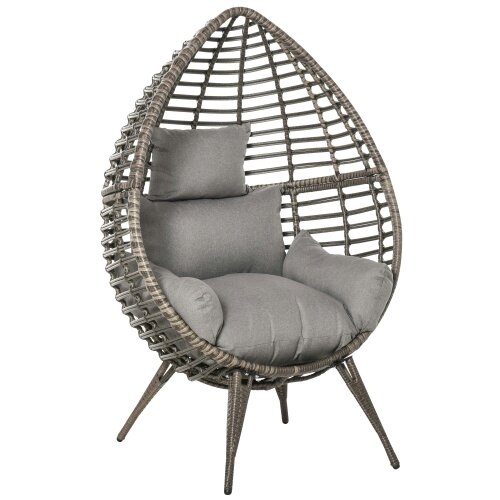 Wyld Haus Luyono Rattan Rope Grey Teardrop Outdoor Egg Chair With Cushions