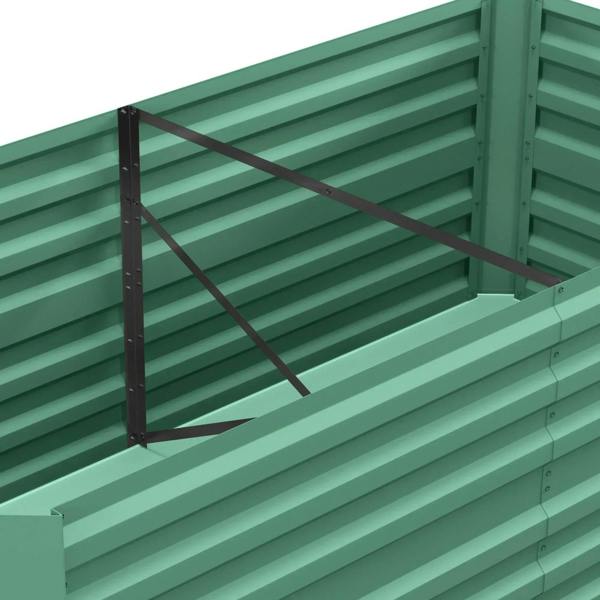 Light green raised garden bed planter corner with diagonal brace support inside