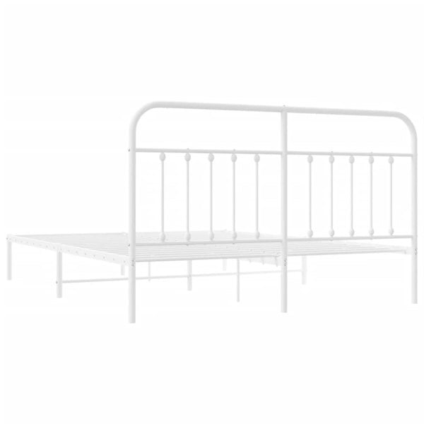 Berkfield Metal Bed Frame with Headboard White 180x200 cm