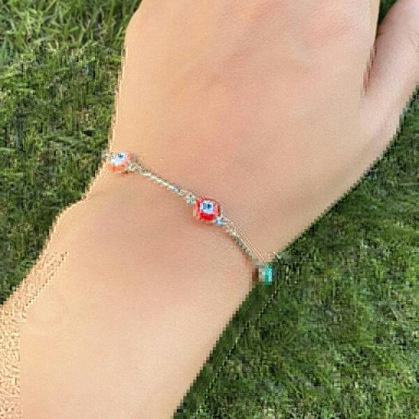 The Colourful Aura Gold and Silver Evil Eye Charm Dainty Minimalist Protection Bracelet