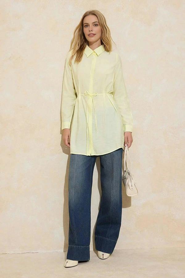 WOVCOR Soft Fabric Woven Shirt with Belt Detail