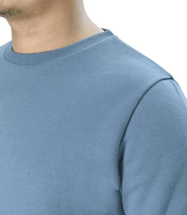 Smart Living Classic Plain Crew Neck Long Sleeve Pullover Sweatshirt Jumper - Denim