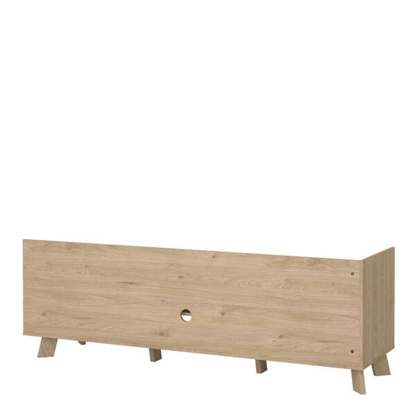 Wyld Haus Hobro White and Natural Oak Wood TV Unit with 1 Door 2 Drawers