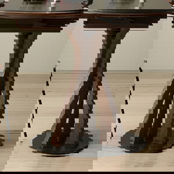 Caruso Round Folding Dining Table, Sintered Stone, Black with fold down dining table and chairs