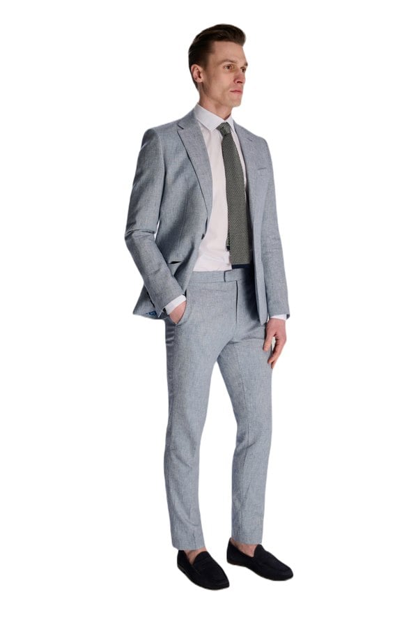 Harry Brown London Giacomo Slim Fit Cotton Linen Suit Jacket in Chambray