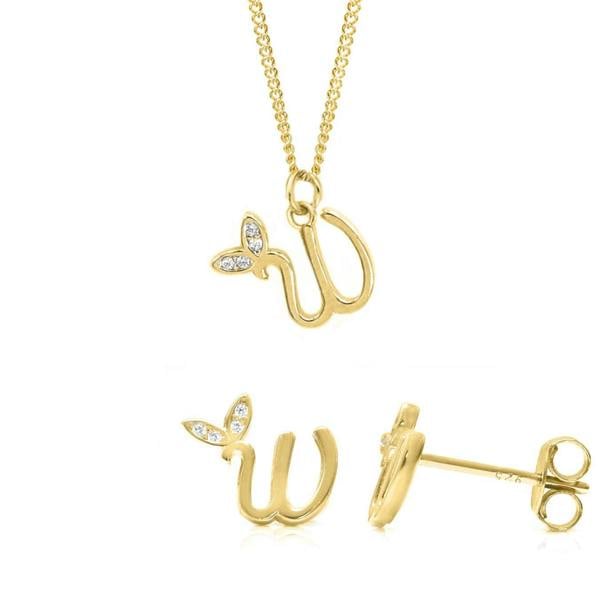 Say It With Dainty Winged Initial Bundle - Yellow Gold