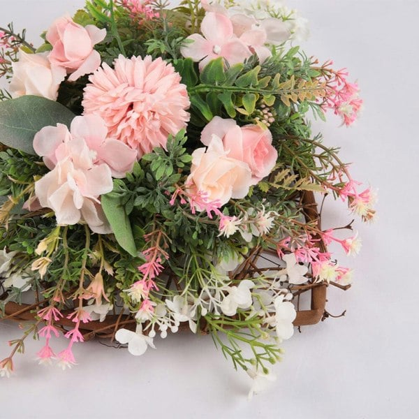 Rustic Assorted Flowers Heart-shaped Wreath Wedding Decoration Artificial Plants Living and Home
