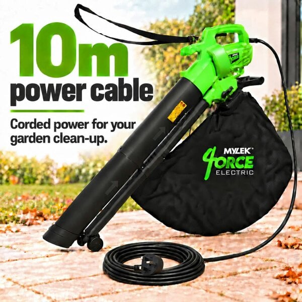 Mylek Leaf Blower & Vacuum, 3000W Mulcher with 2 Collection Bags
