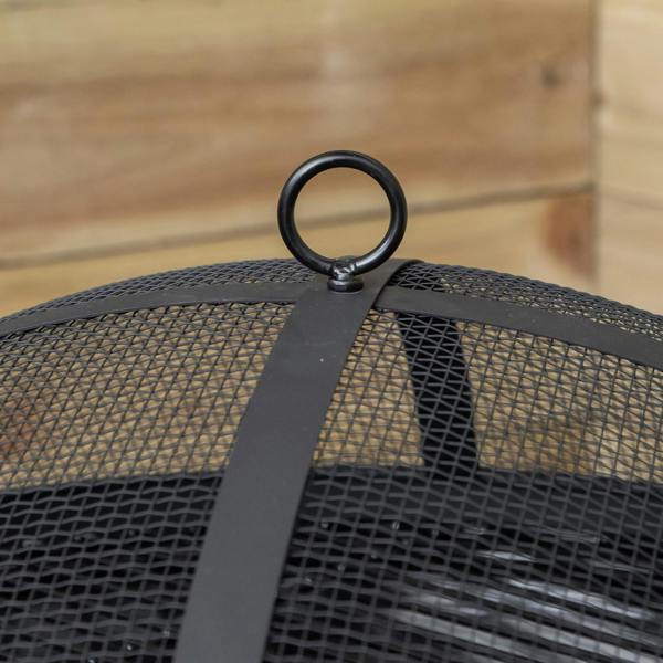 Samuel Alexander 52cm Black Steel Outdoor Lustre Enamelled Firepit with Fire Poker