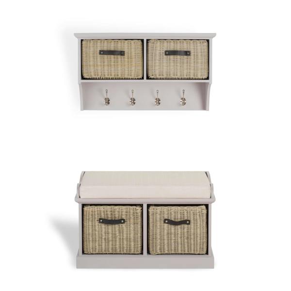 Statement Furniture Tetbury Hanging Shelf and Bench Set with Storage - Small