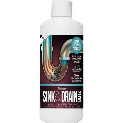 ProKleen 1L of Pro-Kleen Sink & Drain Blitz - Plughole, Sink & Drain Unblocker - Super Strength Formula