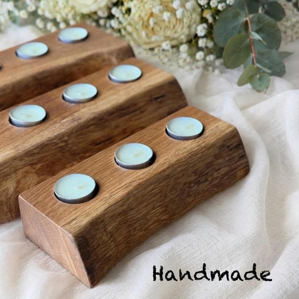 Giraffes & Craftz Chunky Live Edge Oak Tea Light Holder - Handmade From Sustainable Oak