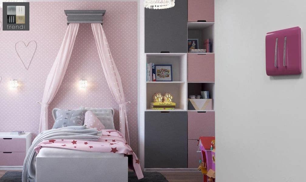 Trendi Switch 2 Gang Intermediate Rocker Light Switch in Candy Pink