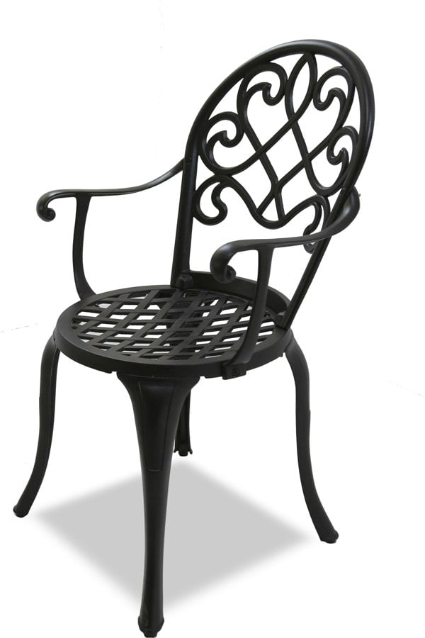 Centurion Supports PREGO Garden and Patio Table and 2 Large Chairs with Armrests Cast Aluminium Bistro Set - Black