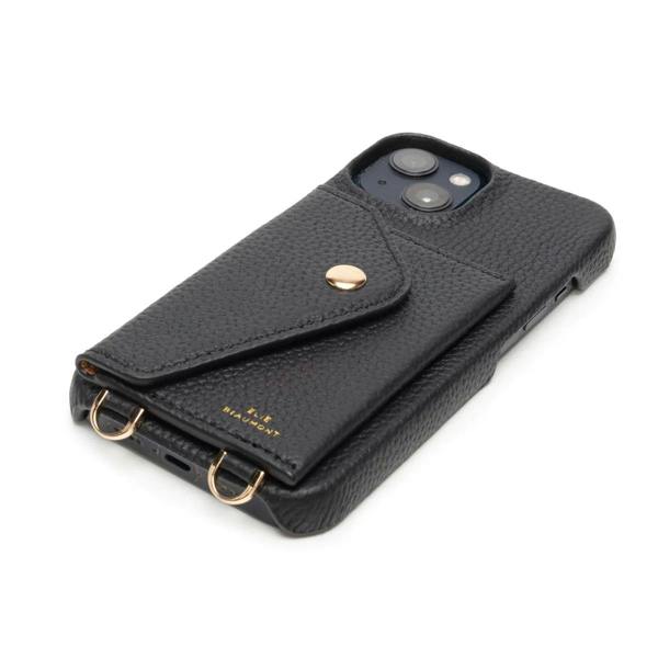 Elie Beaumont Genuine Leather iPhone Case - Black - Black Diamante Lanyard