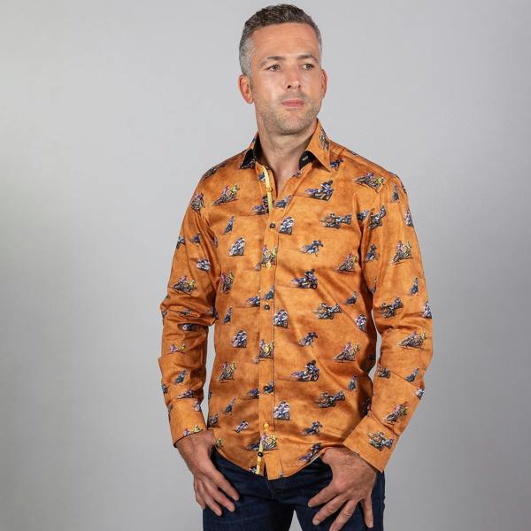 KING OF CLAY SPEEDWAY PRINT SHIRT - Premium Men's Patterned Shirt by Claudio Lugli | Bold Design, Tailored Fit, Best Printed Shirts