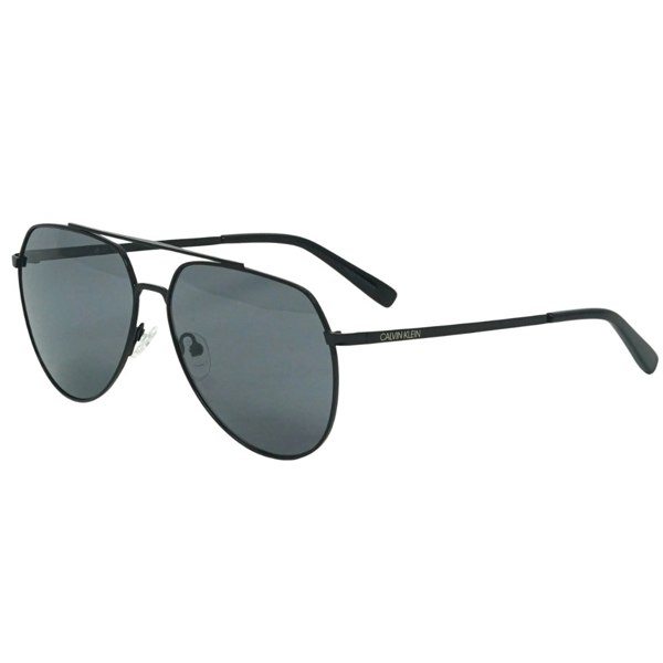 Calvin Klein Solid Smoke Lens Shiny Black Sunglasses