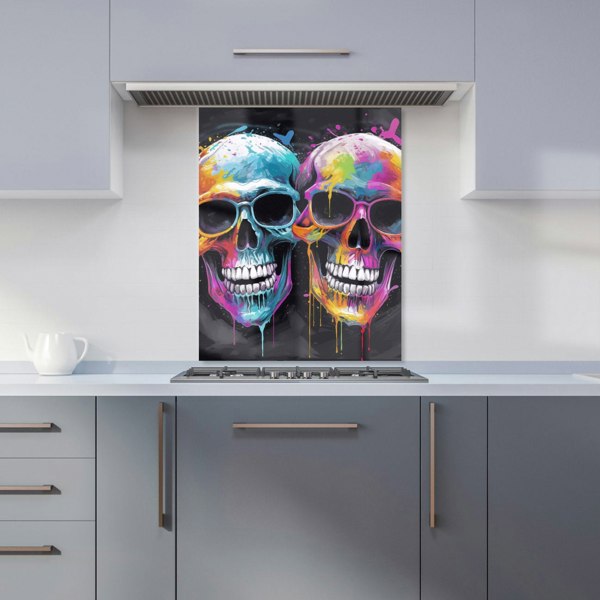 Warren Reed - Designer Splashart Happy Skeletons In Glasses Kitchen Splashback