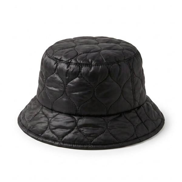 Pia Water-Resistant Bucket Hat, Black Quilted Rain