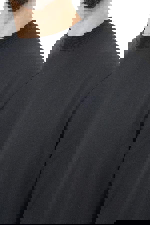 Smart Living Mens Polycotton Sweatshirt - Casual Long Sleeve Crewneck Pullover Jumper - Black