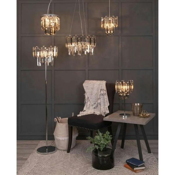 Pagazzi Lighting Onega 3 Light Chrome & Champagne Glass Pendant Ceiling Light
