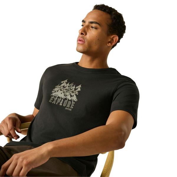 Regatta Mens Cline IX Explore Forest Trees T-Shirt - Black - 