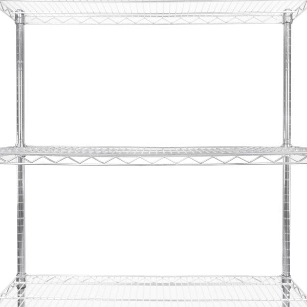 Sturdy KuKoo wire racking unit in chrome finish, featuring three open shelves for versatile storage and organization solutions