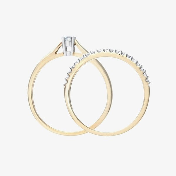 T. H. Baker 9ct Yellow Gold 0.25ct Diamond Bridal Ring Set PR08559Y