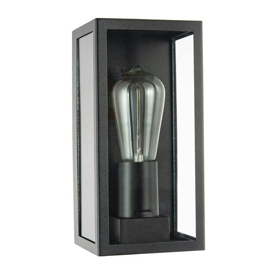 Happy Homewares Modern Rectangular Outdoor Lantern Wall Light in Matte Black with Clear Glass
