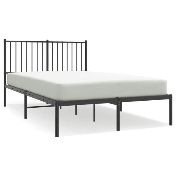 Berkfield Metal Bed Frame with Headboard Black 120x190 cm 4FT Small Double
