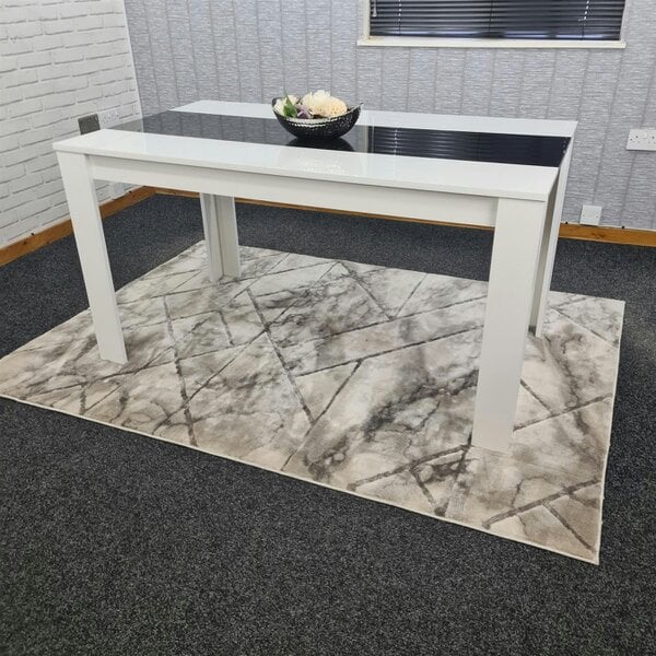 Kosy Koala Dining Table Wood Kitchen Place for 6 Seats, Dining Table Only (White and Black H 75 x L 140 x W 80 cm)