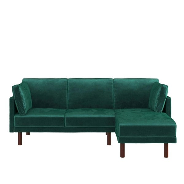 Dorel Home Clair sectional Sofa Bed in green velvet