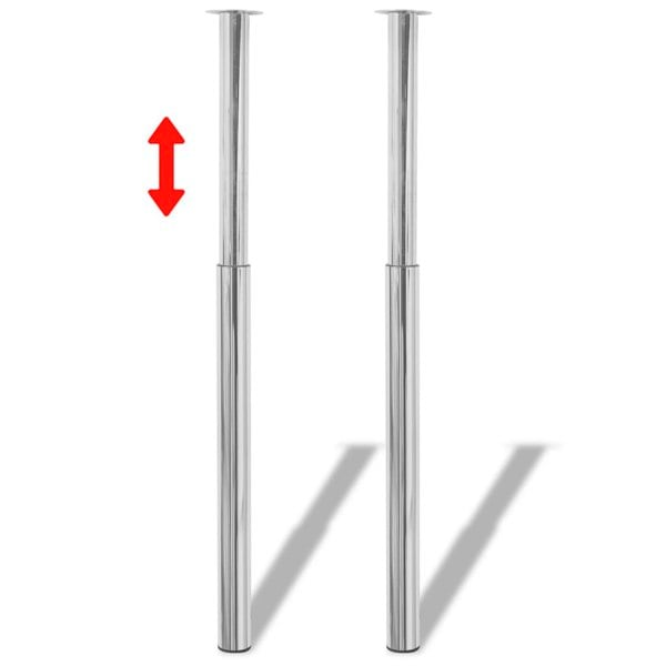 Berkfield 2 Telescopic Table Legs Chrome 710 mm-1100 mm