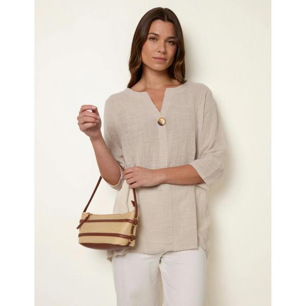 Blue Vanilla One Button Cotton Top