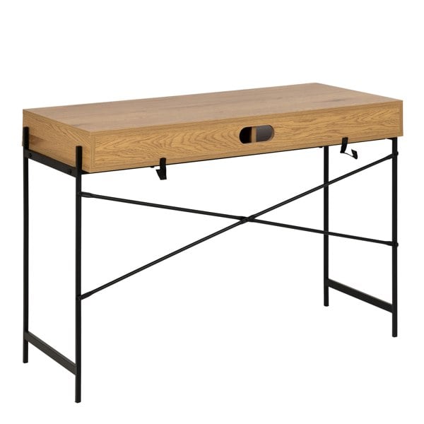 Furniture To Go Angus Office Desk with Sliding Door in Oak & Black