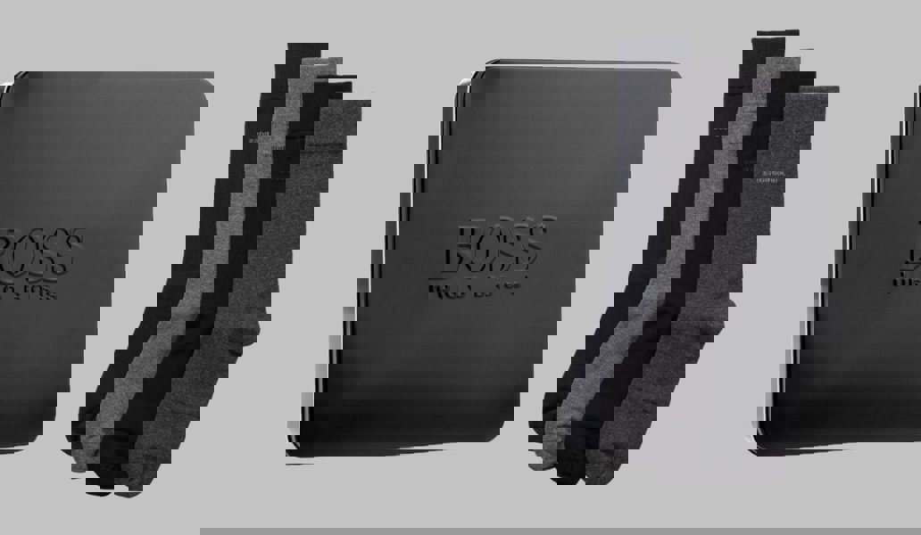 Hugo Boss Gift Set Gift Box 4 (Mixed Black, Blue, Greys) Pairs Mens Socks US 7-13, EU 40-46, UK 6-11