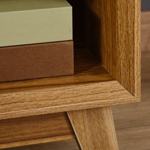 Wyld Haus Novafa Walnut Brown Bedside Table With Drawer And Shelf Storage