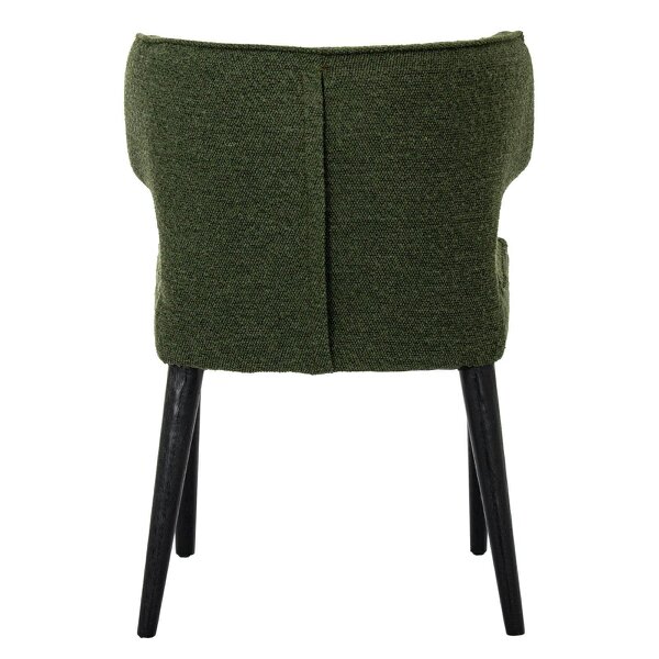 Wyld Haus Mirmande Mid Century Upholstered Curved Green Dining Chair with Wooden Legs