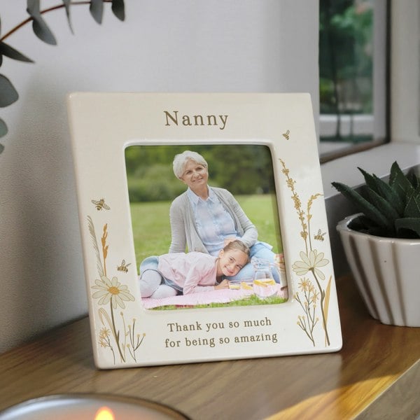Personalised Memento Company Personalised Bees & Daisy Ceramic 4x4 Frame