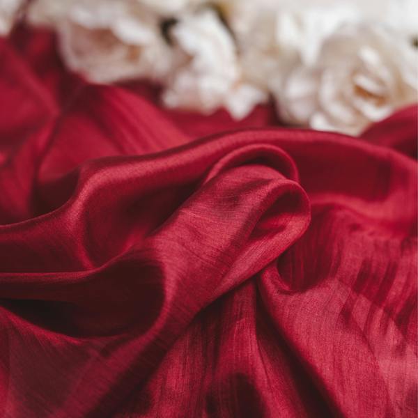 Deep Red Silk Scarf – Hand-Dyed Mulberry Silk, Evening & Occasion Wrap