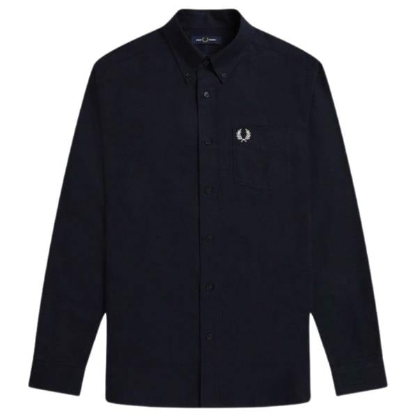 Fred Perry Mens Plain Oxford Long-Sleeved Shirt - Black - 