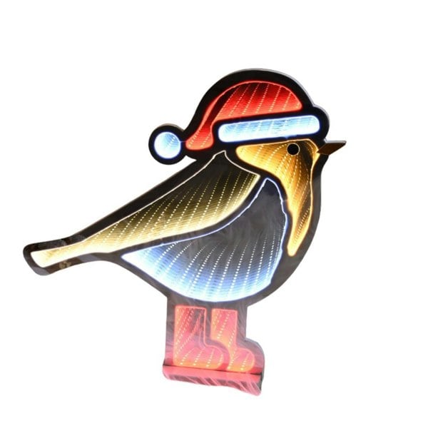 Samuel Alexander 40cm Light up Christmas Robin Infinity Decoration with Red and White LEDs