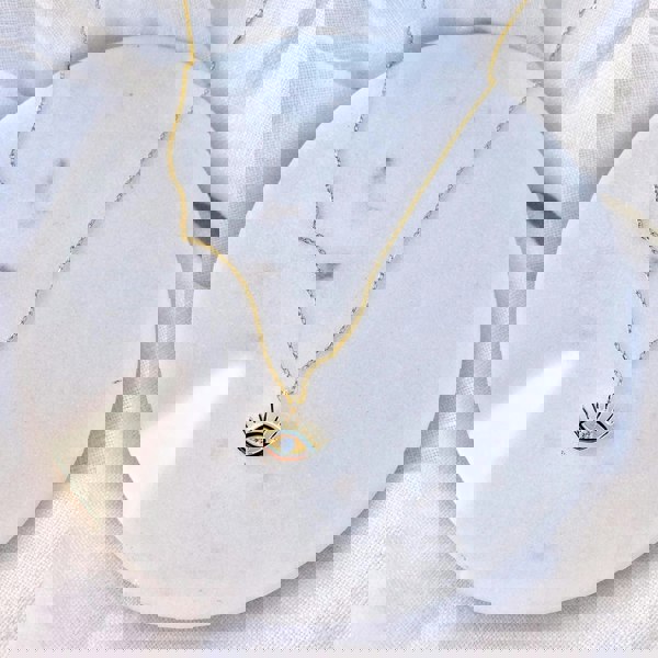 Spero London White Eye Evil Eye Sterling Silver Necklace