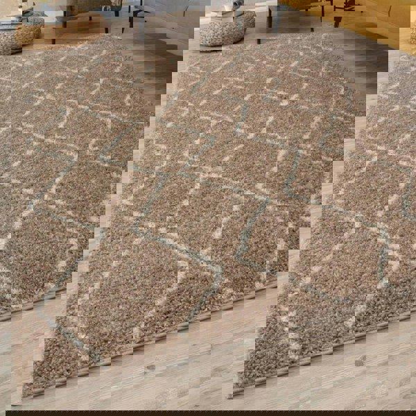 Shaggy rug Beige colour High Quality Elegant Moroccan Pattern