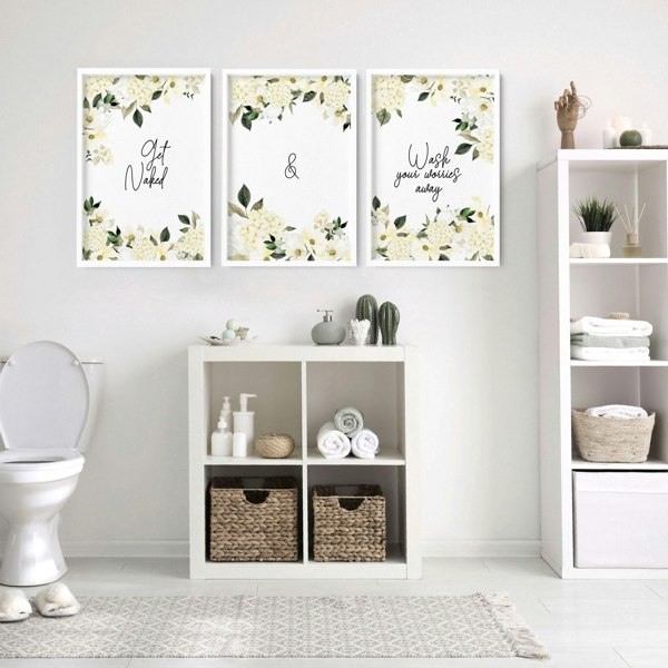 Wall art bathroom | set of 3 framed bathroom prints