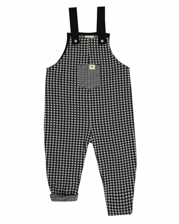 Black Jacquard Check Print Dungarees - image 2